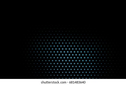 Dark BLUE vector illustration which consist of circles. Dotted gradient design for your business. Creative geometric background in halftone style with colored spots.
