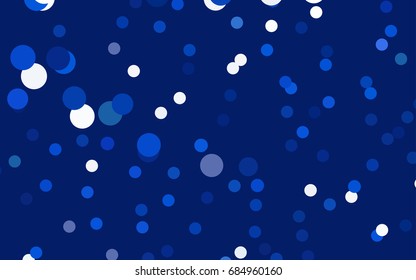 Dark BLUE vector illustration which consist of circles. Dotted gradient design for your business. Creative geometric background in halftone style with colored spots.