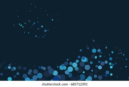 Dark BLUE vector illustration which consist of circles. Dotted gradient design for your business. Creative geometric background in halftone style with colored spots.