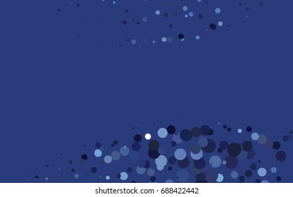 Dark BLUE vector illustration which consist of circles. Dotted gradient design for your business. Creative geometric background in halftone style with colored spots.