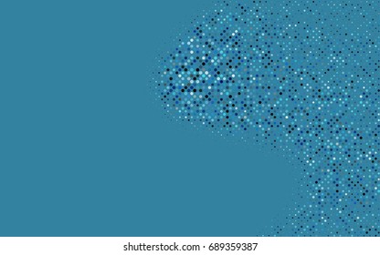 Dark BLUE vector illustration which consist of circles. Dotted gradient design for your business. Creative geometric background in halftone style with colored spots.