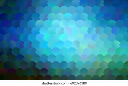 Dark BLUE vector illustration which consist of circles. Dotted gradient design for your business. Creative geometric background in halftone style with colored spots.