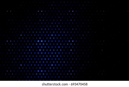 Dark BLUE vector illustration which consist of circles. Dotted gradient design for your business. Creative geometric background in halftone style with colored spots.