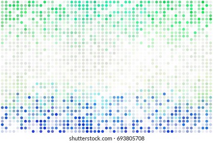 Dark BLUE vector illustration which consist of circles. Dotted gradient design for your business. Creative geometric background in halftone style with colored spots.