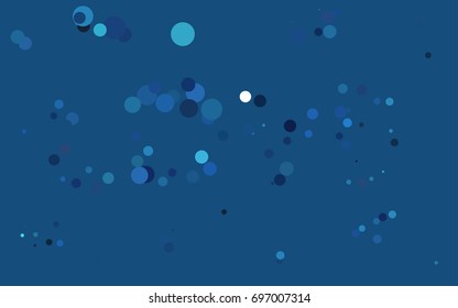 Dark BLUE vector illustration which consist of circles. Dotted gradient design for your business. Creative geometric background in halftone style with colored spots.