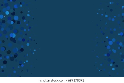 Dark BLUE vector illustration which consist of circles. Dotted gradient design for your business. Creative geometric background in halftone style with colored spots.