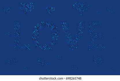 Dark BLUE vector illustration which consist of circles. Dotted gradient design for your business. Creative geometric background in halftone style with colored spots.