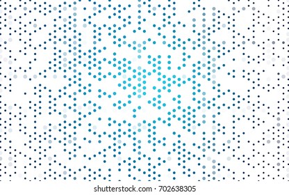 Dark BLUE vector illustration which consist of circles. Dotted gradient design for your business. Creative geometric background in halftone style with colored spots.