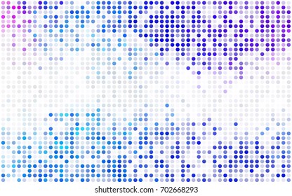 Dark BLUE vector illustration which consist of circles. Dotted gradient design for your business. Creative geometric background in halftone style with colored spots.