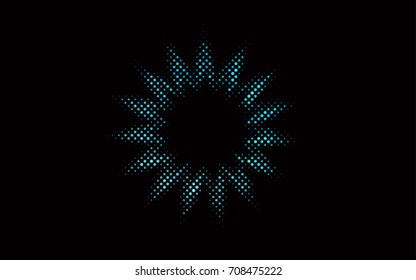Dark BLUE vector illustration which consist of circles. Dotted gradient design for your business. Creative geometric background in halftone style with colored spots.