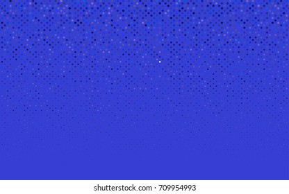 Dark BLUE vector illustration which consist of circles. Dotted gradient design for your business. Creative geometric background in halftone style with colored spots.
