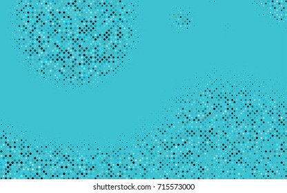 Dark BLUE vector illustration which consist of circles. Dotted gradient design for your business. Creative geometric background in halftone style with colored spots.