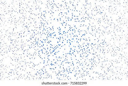Dark BLUE vector illustration which consist of circles. Dotted gradient design for your business. Creative geometric background in halftone style with colored spots.