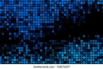 Dark BLUE vector illustration which consist of circles. Dotted gradient design for your business. Creative geometric background in halftone style with colored spots.