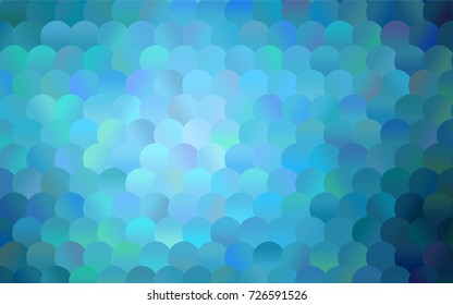 Dark BLUE vector illustration which consist of circles. Dotted gradient design for your business. Creative geometric background in halftone style with colored spots.