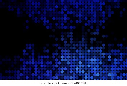 Dark BLUE vector illustration which consist of circles. Dotted gradient design for your business. Creative geometric background in halftone style with colored spots.