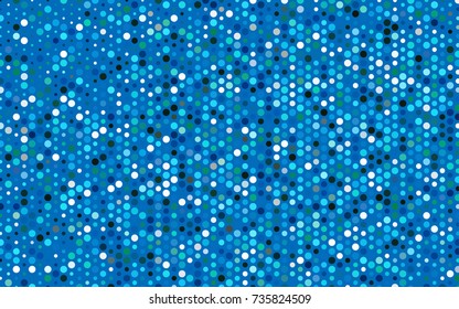 Dark BLUE vector illustration which consist of circles. Dotted gradient design for your business. Creative geometric background in halftone style with colored spots.