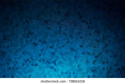 Dark BLUE vector illustration which consist of circles. Dotted gradient design for your business. Creative geometric background in halftone style with colored spots.