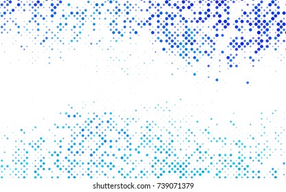 Dark BLUE vector illustration which consist of circles. Dotted gradient design for your business. Creative geometric background in halftone style with colored spots.