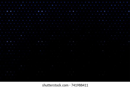 Dark BLUE vector illustration which consist of circles. Dotted gradient design for your business. Creative geometric background in halftone style with colored spots.