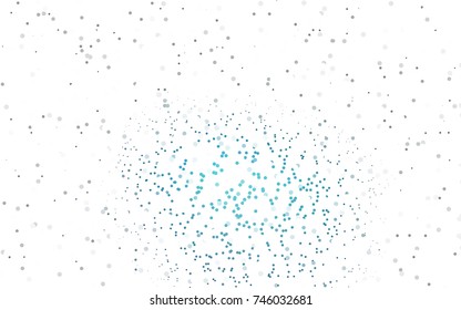 Dark BLUE vector illustration which consist of circles. Dotted gradient design for your business. Creative geometric background in halftone style with colored spots.