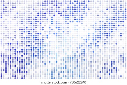 Dark BLUE vector illustration which consist of circles. Dotted gradient design for your business. Creative geometric background in halftone style with colored spots.