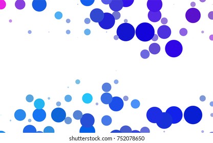Dark BLUE vector illustration which consist of circles. Dotted gradient design for your business. Creative geometric background in halftone style with colored spots.