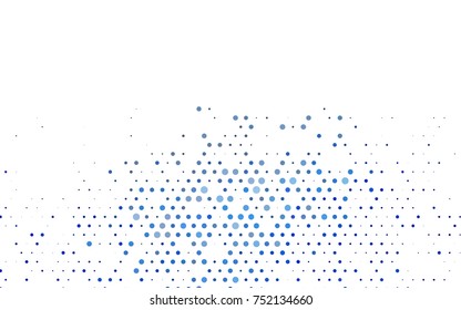 Dark BLUE vector illustration which consist of circles. Dotted gradient design for your business. Creative geometric background in halftone style with colored spots.