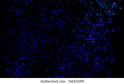 Dark BLUE vector illustration which consist of circles. Dotted gradient design for your business. Creative geometric background in halftone style with colored spots.