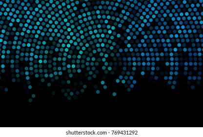Dark BLUE vector illustration which consist of circles. Dotted gradient design for your business. Creative geometric background in halftone style with colored spots.