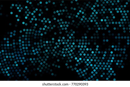 Dark BLUE vector illustration which consist of circles. Dotted gradient design for your business. Creative geometric background in halftone style with colored spots.