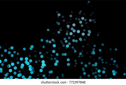 Dark BLUE vector illustration which consist of circles. Dotted gradient design for your business. Creative geometric background in halftone style with colored spots.