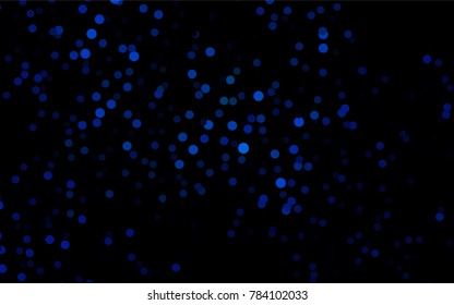 Dark BLUE vector illustration which consist of circles. Dotted gradient design for your business. Creative geometric background in halftone style with colored spots.