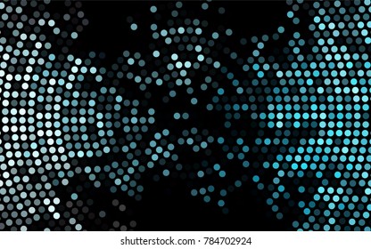 Dark BLUE vector illustration which consist of circles. Dotted gradient design for your business. Creative geometric background in halftone style with colored spots.