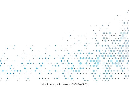 Dark BLUE vector illustration which consist of circles. Dotted gradient design for your business. Creative geometric background in halftone style with colored spots.