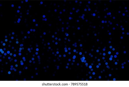 Dark BLUE vector illustration which consist of circles. Dotted gradient design for your business. Creative geometric background in halftone style with colored spots.