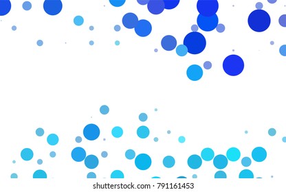 Dark BLUE vector illustration which consist of circles. Dotted gradient design for your business. Creative geometric background in halftone style with colored spots.