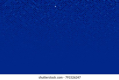 Dark BLUE vector illustration which consist of circles. Dotted gradient design for your business. Creative geometric background in halftone style with colored spots.