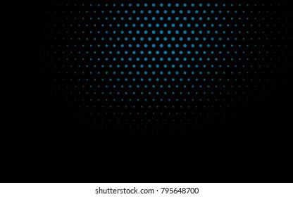 Dark BLUE vector illustration which consist of circles. Dotted gradient design for your business. Creative geometric background in halftone style with colored spots.