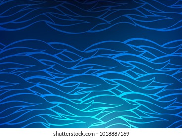 Dark BLUE vector indian curved background. Brand-new colored illustration in blurry style with doodles. The textured pattern can be used for website.