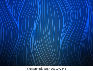 Dark BLUE vector indian curved pattern. Geometric doodle illustration in Origami style with gradient. Hand painted design for web, wrapping, wallpaper.
