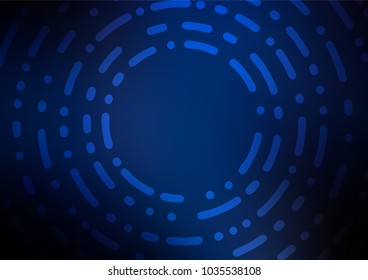 Dark BLUE vector indian curved background. Modern geometrical abstract illustration with doodles. Hand painted design for web, wrapping, wallpaper.