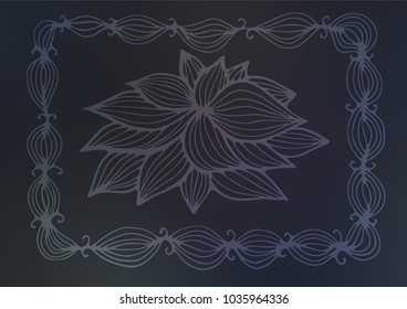 Dark BLUE vector indian curved template. Glitter abstract illustration with doodles and Zen tangles. The textured pattern can be used for website.