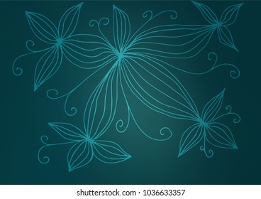 Dark BLUE vector indian curved background. Glitter abstract illustration with doodles and Zen tangles. Brand-new style for your business design.