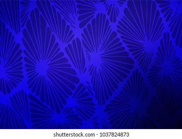 Dark BLUE vector indian curved template. Brand-new colored illustration in blurry style with doodles. The doodle design can be used for your web site.