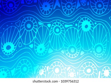 Dark BLUE vector indian curved texture. Doodles on blurred abstract background with gradient. The doodle design can be used for your web site.