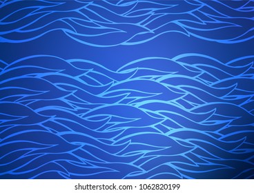 Dark BLUE vector indian curved pattern. Ethnic elegant natural pattern with gradient. The pattern can be used for wallpapers and coloring books.