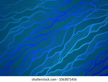 Dark BLUE vector indian curved background. Geometric doodle illustration in Origami style with gradient. Hand painted design for web, leaflet, textile.