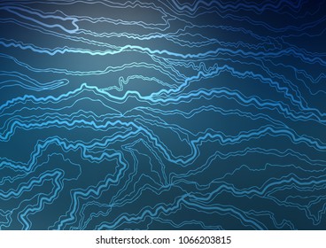 Dark BLUE vector indian curved texture. Geometric doodle illustration in Origami style with gradient. The pattern can be used for coloring books and pages for kids.