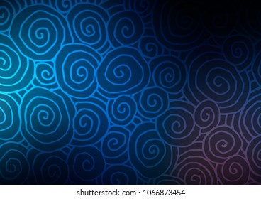 Dark BLUE vector indian curved pattern. A vague abstract illustration with doodles in Indian style. The doodle design can be used for your web site.